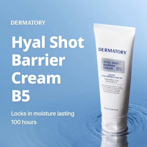 DERMATORY Hyal Shot Barrier Cream B5 (70ml) | Replenishing Daily Moisturizer for Sensitive Skin, 100-Hour Hydration, Irritant-Free, Improves and Smoothes Skin Texture, Non-Fragrance Formula