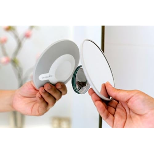 Suction Cup Mounted Detachable Mirror 5x Magnification White