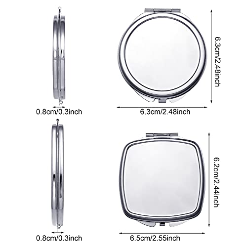 Jetec 12 Pcs Sublimation Blanks Compact Mirror Bulk Transfer Folding Pocket Makeup Double Sided Handheld Mirror Round Square Sublimation for Purse Travel