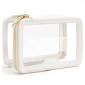 Aveniee Clear Makeup Bag, Large Transparent Cosmetic Pouch with Dual Zippers, Travel Toiletry Case Car Organization for Women Enssantials (Off-White)