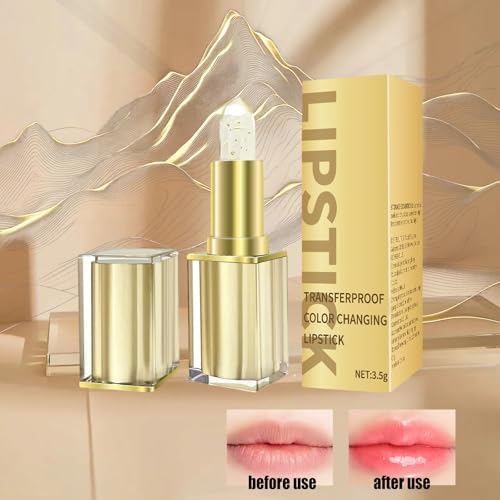 Color Changing Lipstick, Gold Foil Moisturizing Glossy Shine Lip Gloss, Warm Change Color Change Lip Stick, Smudge-proof and Long-lasting (1PCS)