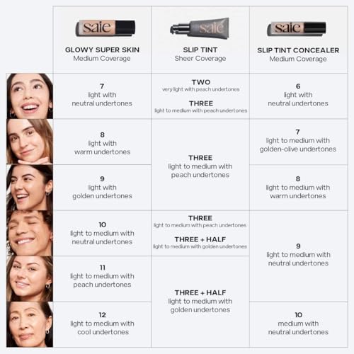 Saie Glowy Super Skin Tint Liquid Foundation - Weightless + Dewy Foundation with Lightweight Medium Coverage - Hydrating Face Makeup + Skin Care Serum Hybrid with Hyaluronic Acid - Shade 9 (1.01 oz)