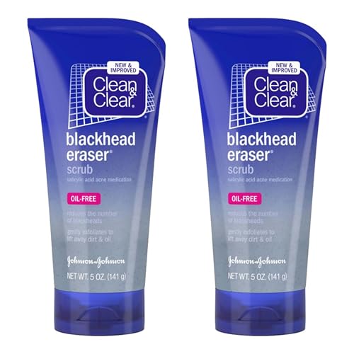 Clean & Clear Blackhead Eraser Facial Scrub with 2% Salicylic Acid, Acne-Prone Face Wash for Daily Exfoliation, Oil-Free Face Scrub to Remove Blackheads, Dirt, and Oil, 5 Fl. oz
