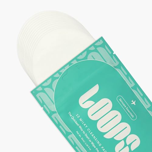 LOOPS Milky Cleanser Korean Skincare - Deep Cleansing and Hydrating Skin Care - Pre-soaked Bamboo Facial Cleansing Pads - Facial Wash with Milky Oil Complex - Oil Cleanser for Face - Pack of 7
