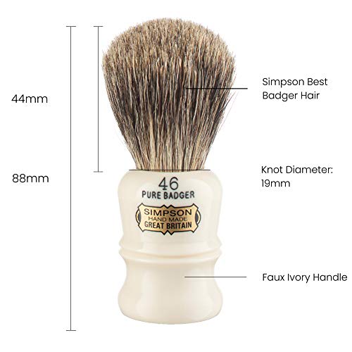 Simpson Berkeley 46 Pure Badger Shaving Brush - Handmade British Shaving Brush for Men - Premium Quality by Simpson Shaving Brushes (Berkeley 46 Pure Badger)