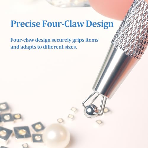 Piercing Ball Grabber,2 PCS Piercing Removal Tool,4-Claw Diamond Tweezers for Easy Jewelry Changing,Stainless Steel Gem Pickup Tool,Earring Pearl Grabber