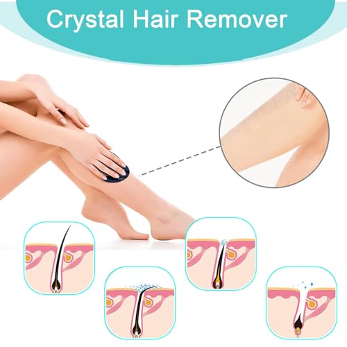 2 Pcs Crystal Hair Eraser for Women and Men - Reusable Crystal Hair Remover - Portable Magic Painless Exfoliation Easter Basket Stuffers - Blue & Black