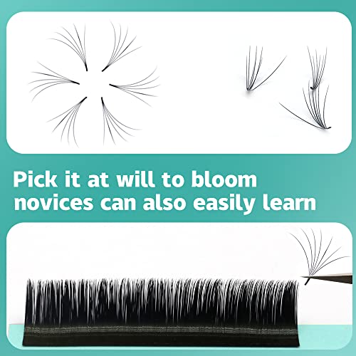 Easy Fan Lashes Blooming Lash Extension Faux Mink Auto Flowering 0.07D Curl Professional Salon 8-15mm Eyelash Extensions (0.07-D-MIX8-15mm)