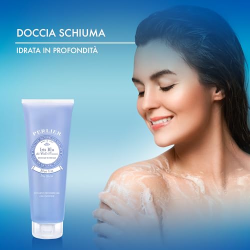 Perlier:"Iris Blu" Shower Foam, Blue Iris Scent - 8.4 Fluid Ounces (250mL) Tube [ Italian Import ]