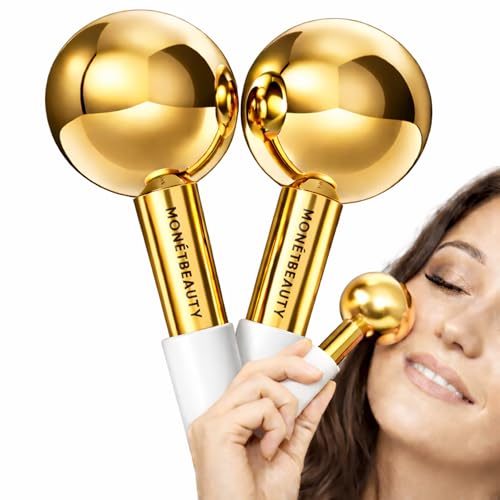 Stainless Steel Ice Globes for Facials (Gold), Durable Cryo Globes Instantly Reduce Puffiness, Tighten Pores and Sinus Relief, Facial Massages and Daily Beauty Routines