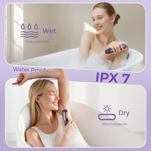 PRITECH Bikini Trimmer for Women, 2-in-1 Painless Electric Razors for Silk Skin, Portable Lady Shaver for Women Private Area, Face, Legs & Underarms, Wet/Dry LED