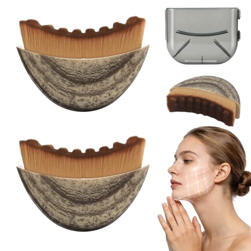 2 Pack Lymphatic Contour Face Brush, Manual Lymphatic Drainage Massager, Ergonomic Facial Cleansing Brush Fit Skin Precisely for Chin Jawline Sculpting, Relieve Fatigue, Portable Gua Sha Alternative