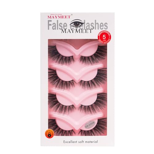 False Eyelashes Dramatic Look Volume Wispy 20mm Long Lashes Extensions 3D Fluffy Fake Eyelashes Strip Lash Fox Cat Eye Eyelashes Fairy Manga Makeup 5 Pairs By Maymeet (DM-A0528)