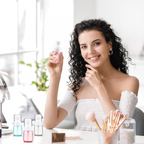 Hushee 60 Pcs 1oz/30ml Small Spray Bottle Bulk Mini Fine Mist Plastic Spray Bottle Tiny Empty Travel Refillable Clear Cosmetic Container for Cleaning Skincare Sample Perfume Skin Toner Essential Oils