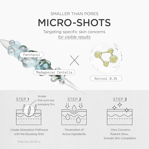 SKIN1004 Retinol 0.2% Boosting Shot Ampoule, Face Serum for Skin Elasticity, Facial Spicule Serum with Retinol & Retinal, Centella Ampoule for Fine Lines & Wrinkles, Korean Skin Care, 1.01fl.oz / 30ml