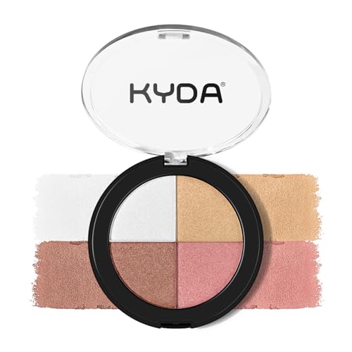 KYDA Eye & Cheek Palette, Eyeshadow and Highlighter Makeup, 4-In-1 Glow Face Palette for Women, Multiuse Blush, Highlighting Eye & Cheek Pallet for Mature Skin