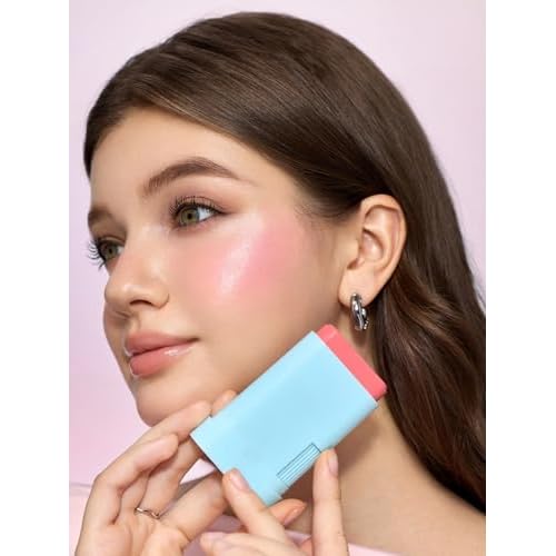 SHEGLAM Glass Glow Blush Stick Cream for Cheek and Lip, Waterproof Hydrating Tinted Solid Moisturizer Blendable Natural Grow Nude Face Blush Makeup-Pink Lemonade