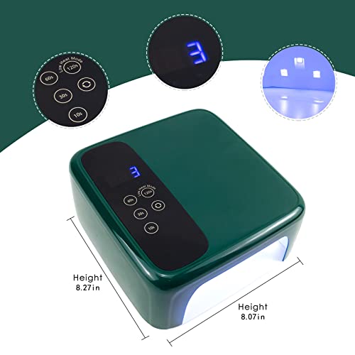 HVEST Cordless LED Nail Lamp 72W Rechargeable Nail Dryer 15600mAH Fast Drying Nail Polish Dryer, 4 Timers, Professional Nail Dryer for Regular Polish Green UV Nail Lamp for Salon Nail Artist Nail Tool