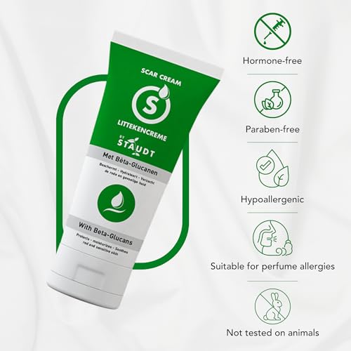 STAUDT Premium Scar Cream - 100 ml Value Size - Advanced Formula with Vitamin E, Honey, Hyaluronic Acid & Silicone - Intensive Healing of Old & New Scars, Surgical, Acne, Burns, Stretch Marks, Eczema