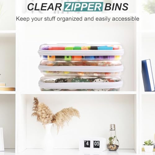 Clear Hard Shell Zipper Case, Clear Zipper Pouches for Travel, Toiletries, Makeup, Electronics & Pencils£¨5Pcs, Large£©