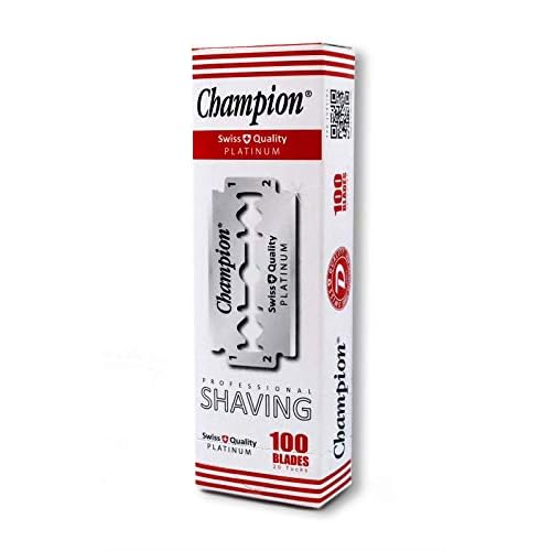 100 Champion Platinum Double Edge Razor Blades For Safety Razor - Men¢¥s Safety Razor Blades For Shaving For Men For A Smooth And Clean Shave (1 Year Supply)