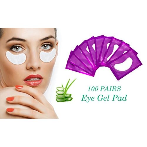 100 Pairs Set Under Eye Pads, Comfy and Cool Under Eye Patches Gel Pad for Eyelash Extensions Eye Mask Beauty Tool (Purple)