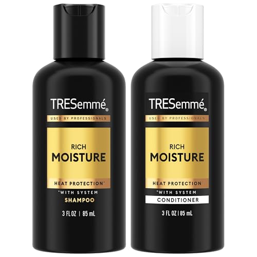 TRESemm? Travel Essentials, Rich Moisture Shampoo and Conditioner Set, Hydrating Hair Detangler with Hyaluronic Acid, 3 Oz Ea