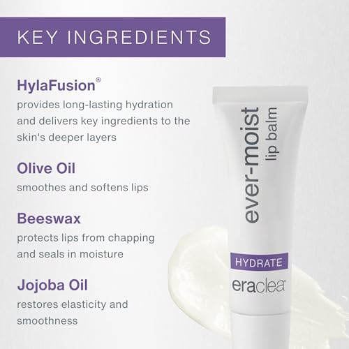 eraclea Ever-Moist Lip Balm, Lip Moisturizer with Beeswax, Hyaluronic Acid and Shea Butter, Dry Lip Repair & Moisture Support for Chapped and Cracked Lips (0.4 oz)