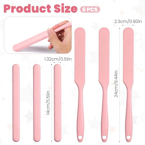 6 Pcs Silicone Stir Sticks and Silicone Wax Spatula Set Reusable Hard Wax Stick for Home Hair Removal Body Care (Pink)