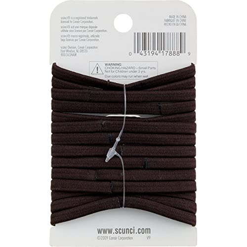 Scunci Brown Gel Elastics, No Slip Grip, Strong Hold-Ponytailers (3-Pack of 14ct)