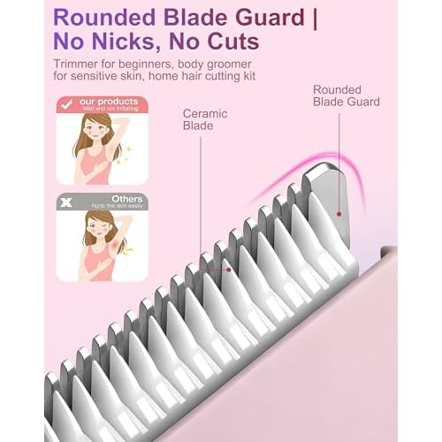 Bikini Trimmer for Women,3 in 1 Electric Shaver,IPX7 Waterproof Hair Trimmer Women USB Recharge (Pink)