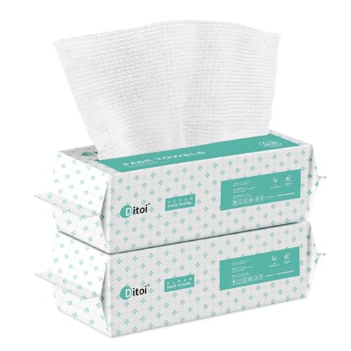Ditoi Disposable Face Towels,Ultra Soft &Thick Face Dry Wipes for Makeup Removal,Viscose Fiber Facial Cloths for Skincare,Daily Cleansing,120 Count