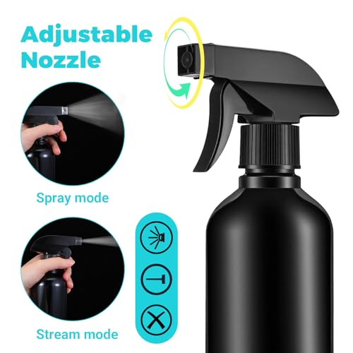 12 Pack Black Empty Fine Mist Sprayers, Plastic Spray Bottle Refillable Container Leak-proof Sprayers for Cleaning Solutions Water Hair Essential Oils Adjustable Head Sprayer