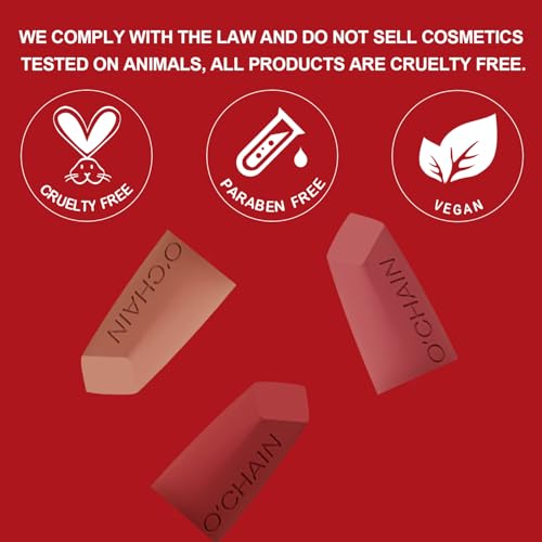O'CHAIN Purple Matte Lipstick, Long Lasting Full Coverage Non-Transfer Lipstick for Women Infused with Jojoba Oil and Vitamin E, Cruelty-Free & Vegan (13 EMOTION) 0.12 Oz