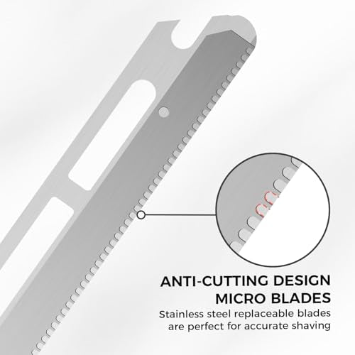 ZOMCHI Reusable Metal Dermaplane Tool Refills, Set of 10 Replacement Blades (Micro Distance), Dermaplaning Razor Refills, Plastic Free Eyebrow Razor Blades
