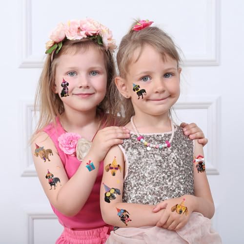 Gameza Dachshund Temporary Tattoos Stickers - 200+ Weiner Dog Party Decorations Favors Supplies Funny Dachshund Tattoo Stickers Gifts for Kids Adults Dog Themed Party Decor Prizes Rewards