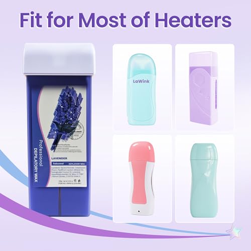 Roll On Wax Hair Removal, Wax Roller Refill, Sticky, Roll on Wax Roller Cartridge for Larger Areas of the Body for Professional or Home uses 4 Pack 100g/3.527oz with 10 oil wipes