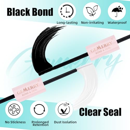 GEMERRY Lash Clusters DIY Lash Extension Kit 60D+80D+100D D Curvature Individual Lashes Eyelash Extension Kit 280 pcs Thin Band Cluster Lash Bond and Seal Tweezers with Lash Remover