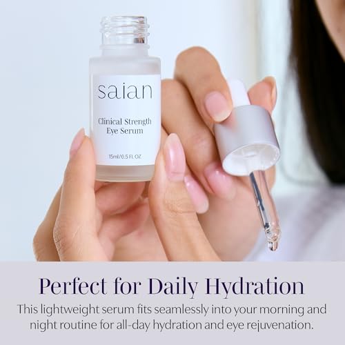 Saian Clinical Strength Eye Serum - Under Eye Serum for Dark Circles and Bags - Hydrating Hyaluronic Acid Peptide Depuffer for Puffiness and Fine Lines - Vegan Care for the Under Eye Area - 0.5 Fl Oz