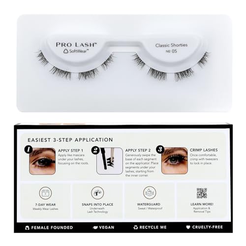 Pro Lash SoftWear Professionally Styled Lash Clusters - Seamless, Lightweight Lashes - 7-Day Cluster Eyelash Extensions - Waterproof Lashes Clusters - Single Set - Classic Shorties No. 05 Black