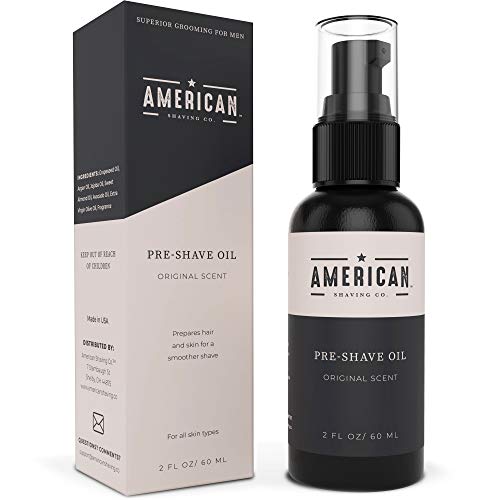 Pre-Shave Oil for Effortless, Smooth & Irritation-free Shave, For Men¡¯s Skin Care Natural Handcrafted Blend Argan & Jojoba Oil, Protects Razor Burn, Premium Pre-Shave Oil by American Shaving Co - 2 Oz
