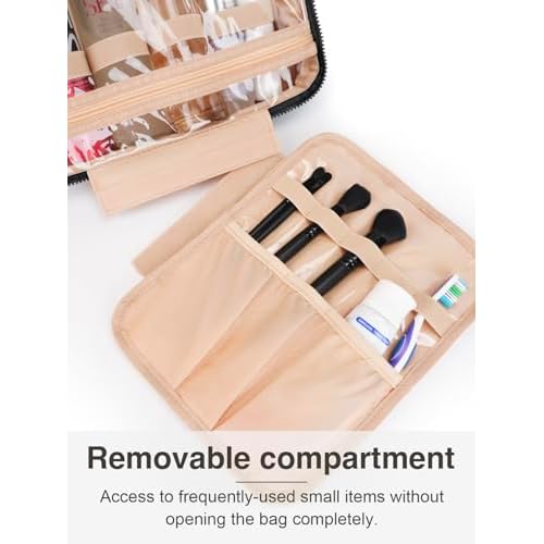 Women's Hanging Toiletry Bag, Waterproof Travel Cosmetic Organizer with Jewelry Storage, Large Capacity Makeup Case for Full-Size Skincare & Bathroom Essentials, Portable Cosmetic kit, Black