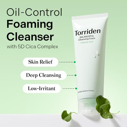 Torriden BALANCEFUL Pore Cleansing Foam 150ml (5.07 fl.oz.) | Mildly Exdfoliates and Refines Pores | Salicylic Acid, BHA, PHA, 5D CICA