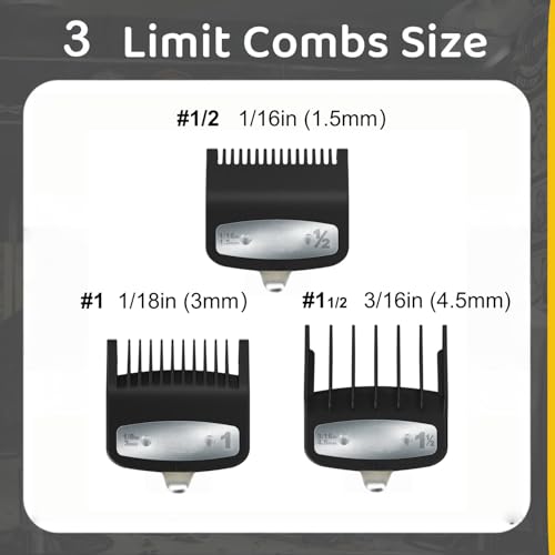3-Pcs Clipper Guard Set, Black Professional Clipper Guard Set Compatible with Wahl Most Clippers (1.5mm/3mm/4.5mm), Premium Close Cut to 1-Inch,Black Sliver