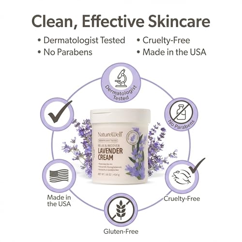 NATURE WELL Lavender Smooth & Soften Moisturizing Cream For Face, Body, & Hands, Calming & Soothing, Infused With Natural Oils & Extracts, Restores Skin Moisture Barrier, 16 Oz