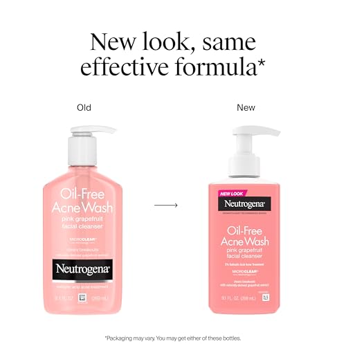 Neutrogena Oil-Free Pink Grapefruit Pore Cleansing Acne Wash and Daily Liquid Facial Cleanser with 2% Salicylic Acid Acne Medicine and Vitamin C, Twin Pack, 9.1 fl. oz, 2 Pack