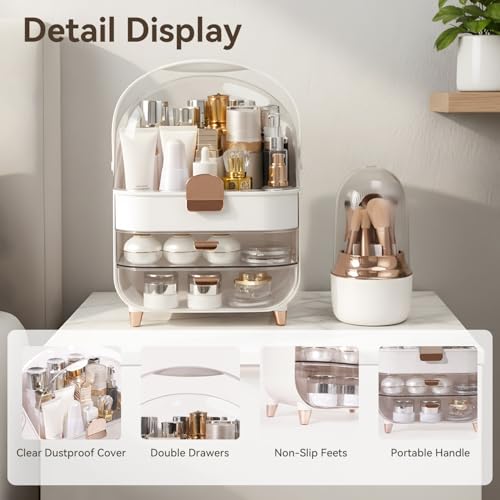 Brothersbox Makeup Organizer Countertop, Skincare Bathroom Counter Organizer, Storage Box Cosmetic Display Cases, Teen Girl Gifts Trendy Stuff Make up Organizers for Vanity, Dresser (Rose Gold)