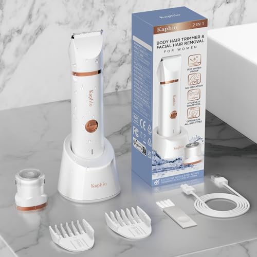 Bikini Trimmer for Women Pubic Hair: 2 in 1 Electric Razors for Women - Rechargeable Electric Shaver - IPX7 Waterproof Lady Shaver for Travel & Shower Use Pearl White