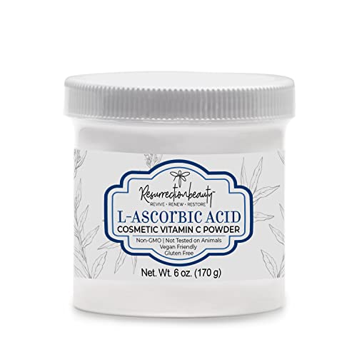 100% Pure L-Ascorbic Acid (Cosmetic Vitamin C Powder for Face) to Make Your Own Premium Beauty Serum, Skincare Mask Treatment, Hyaluronic Serums with Vit C & DIY Facial Skin Care Products 6 OZ