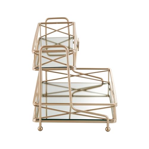 Home Details Satin Gold 2 Tier Vanity Tower (27174-SGOLD)